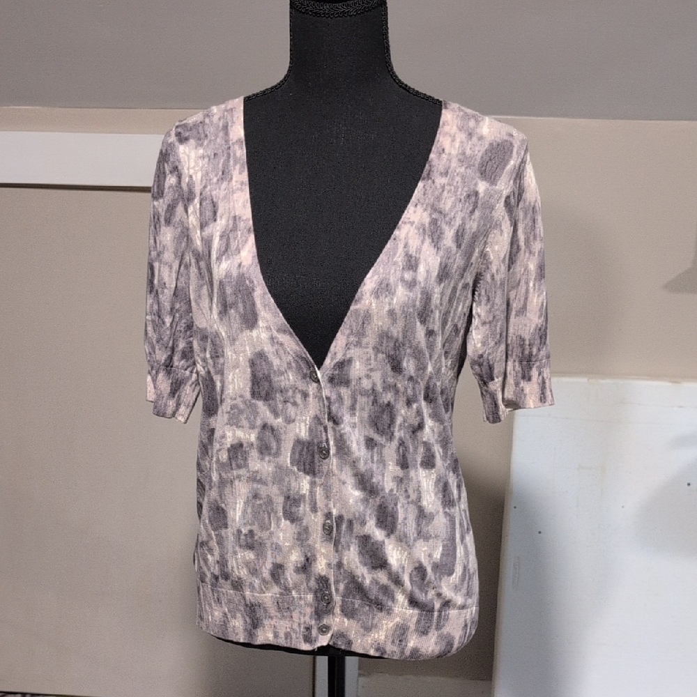 Talbots Women's Button-Down Shirt in Black and Cream Pattern
